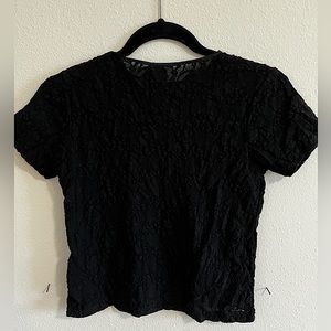 Black Lace Short T-Shirt
